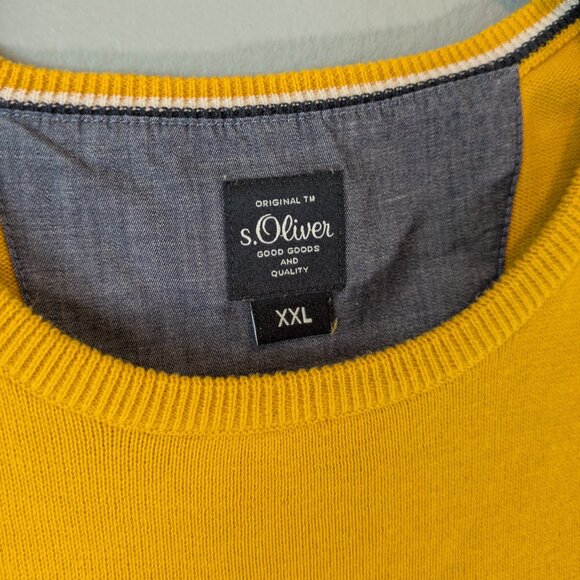 S. Oliver Men Yellow Gold XX-Large Cotton Crewneck Sweater - Picture 3 of 9